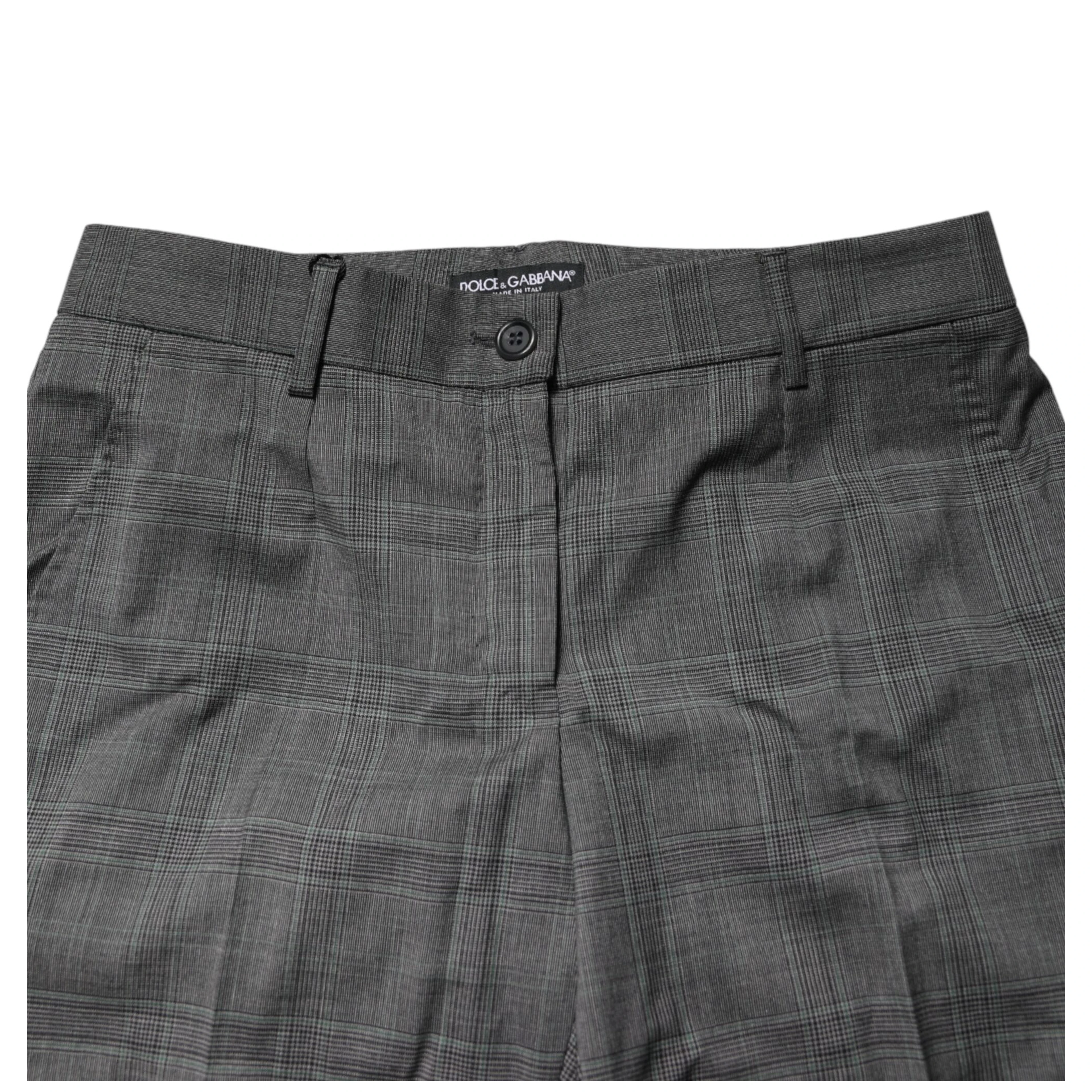 Dark Gray Check Tartan VirginWool Dress Pants
