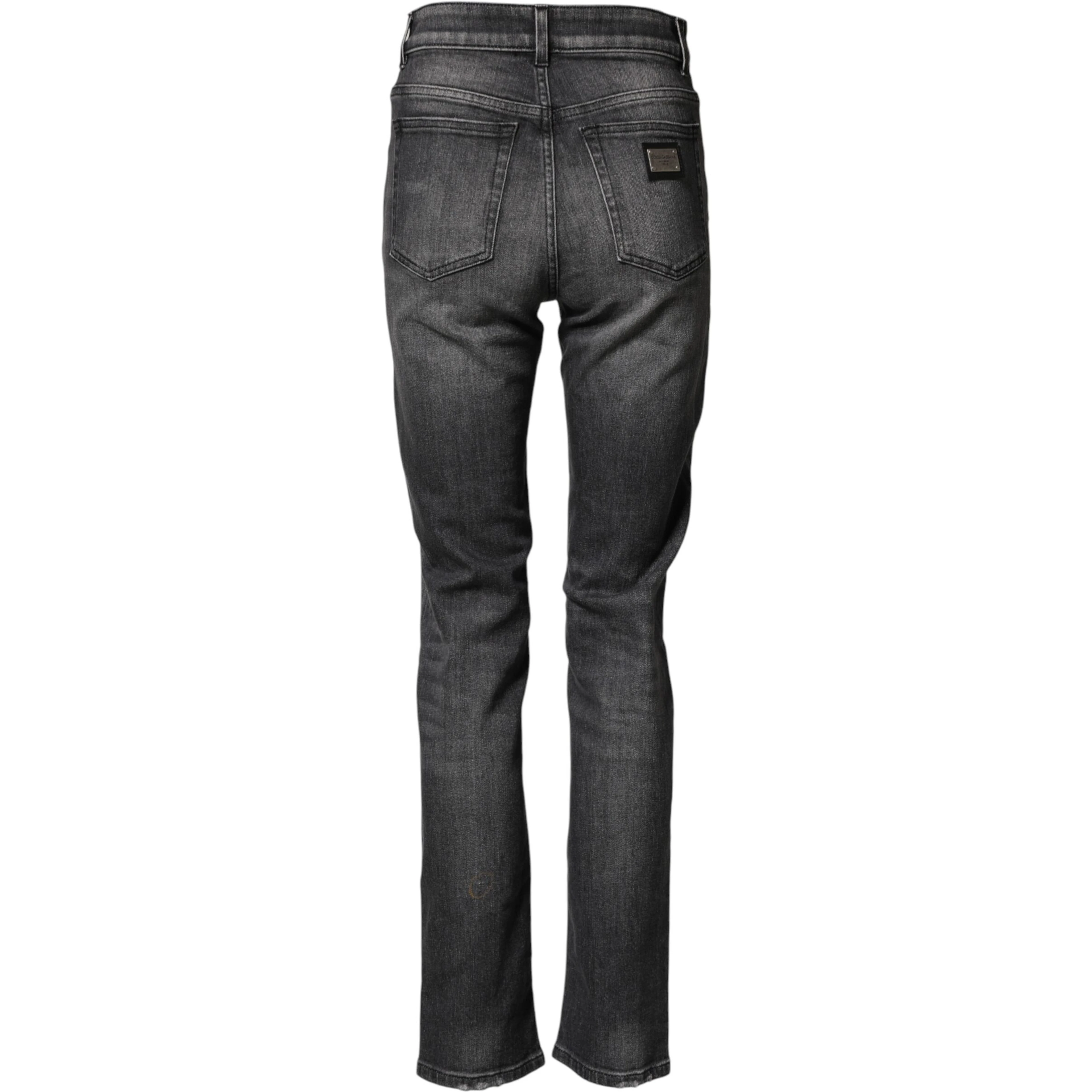 Gray High Waist Cotton Skinny Denim Jeans