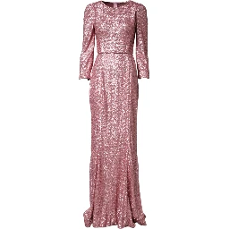 Pink Sequinned Mermaid Long Gown Dress