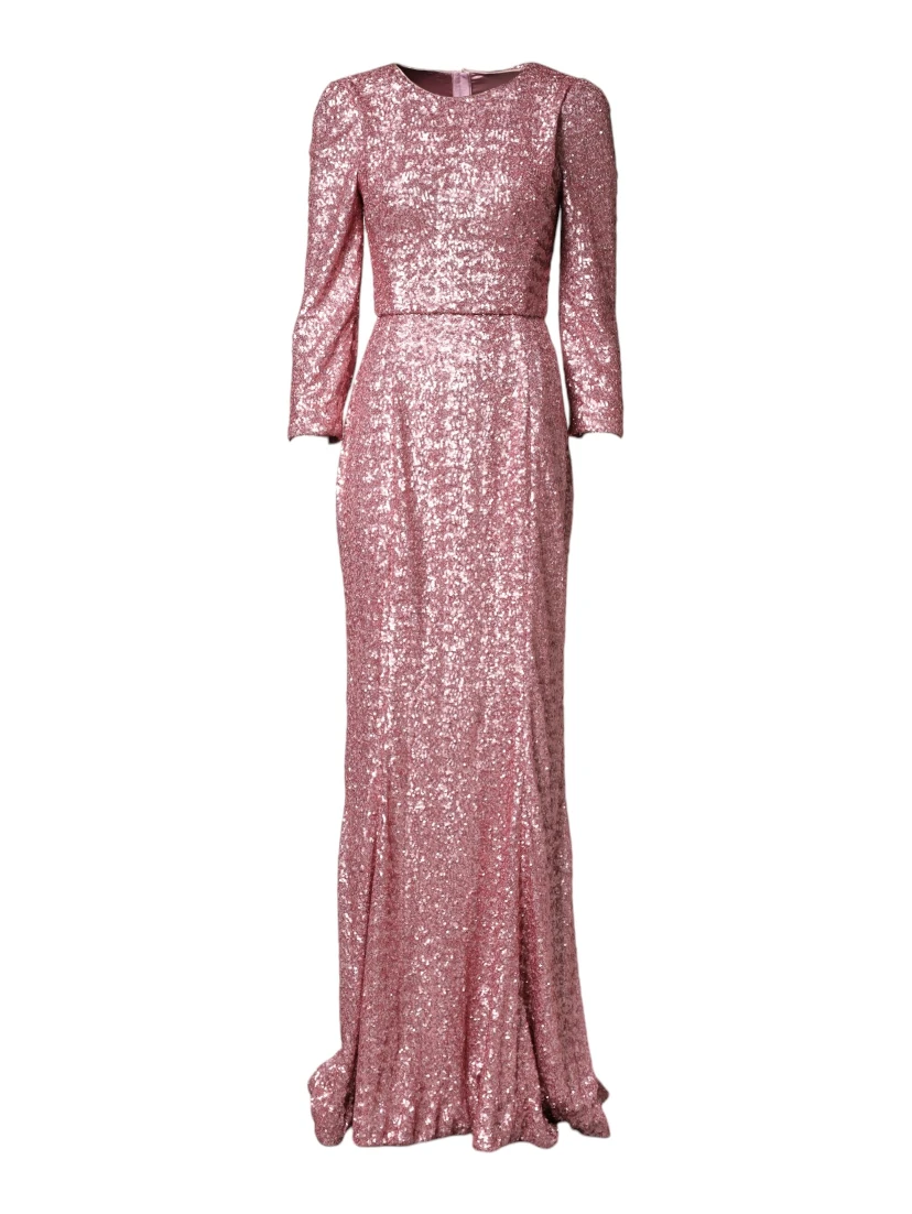 Pink Sequinned Mermaid Long Gown Dress