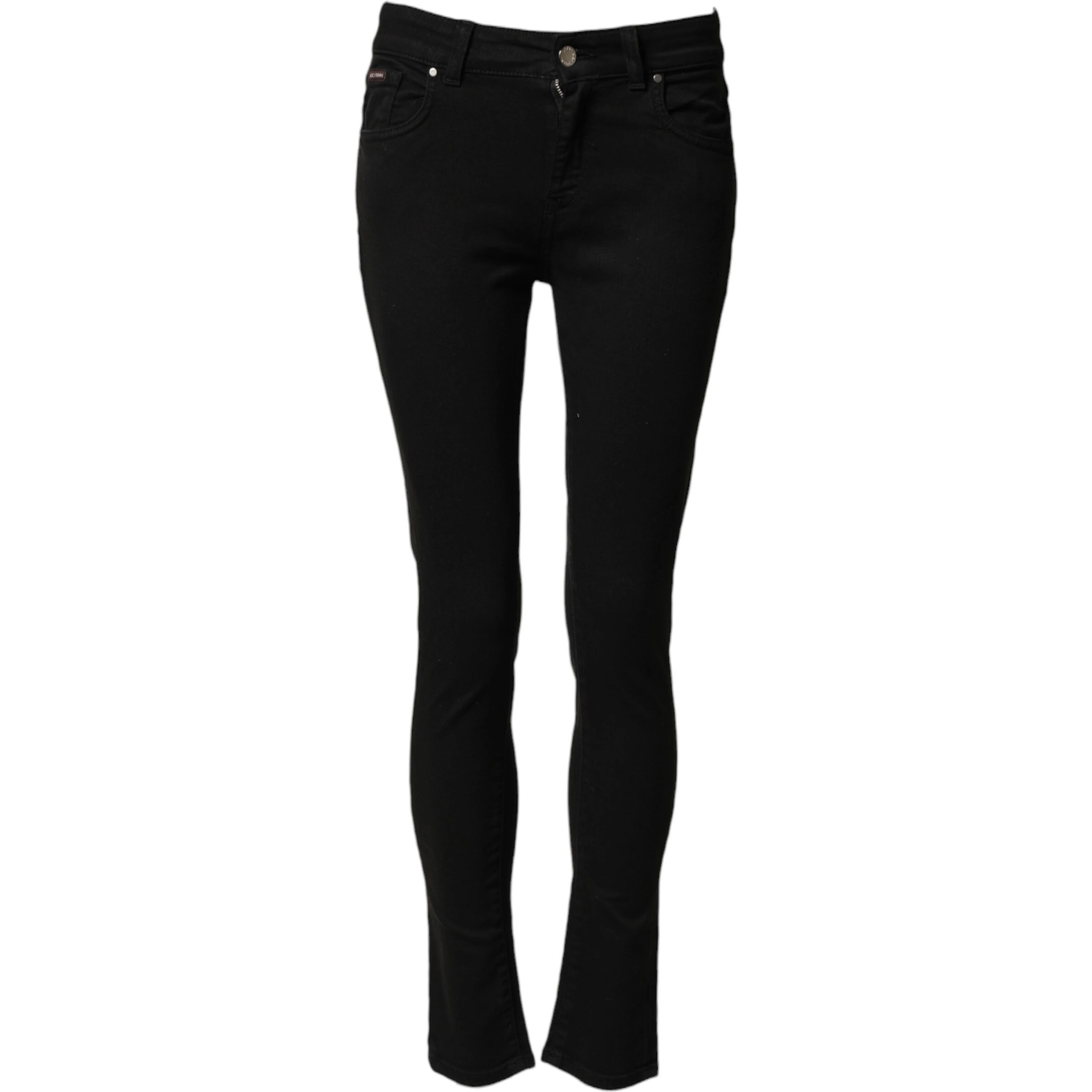 Black Cotton Skinny Mid Waist Denim Jeans