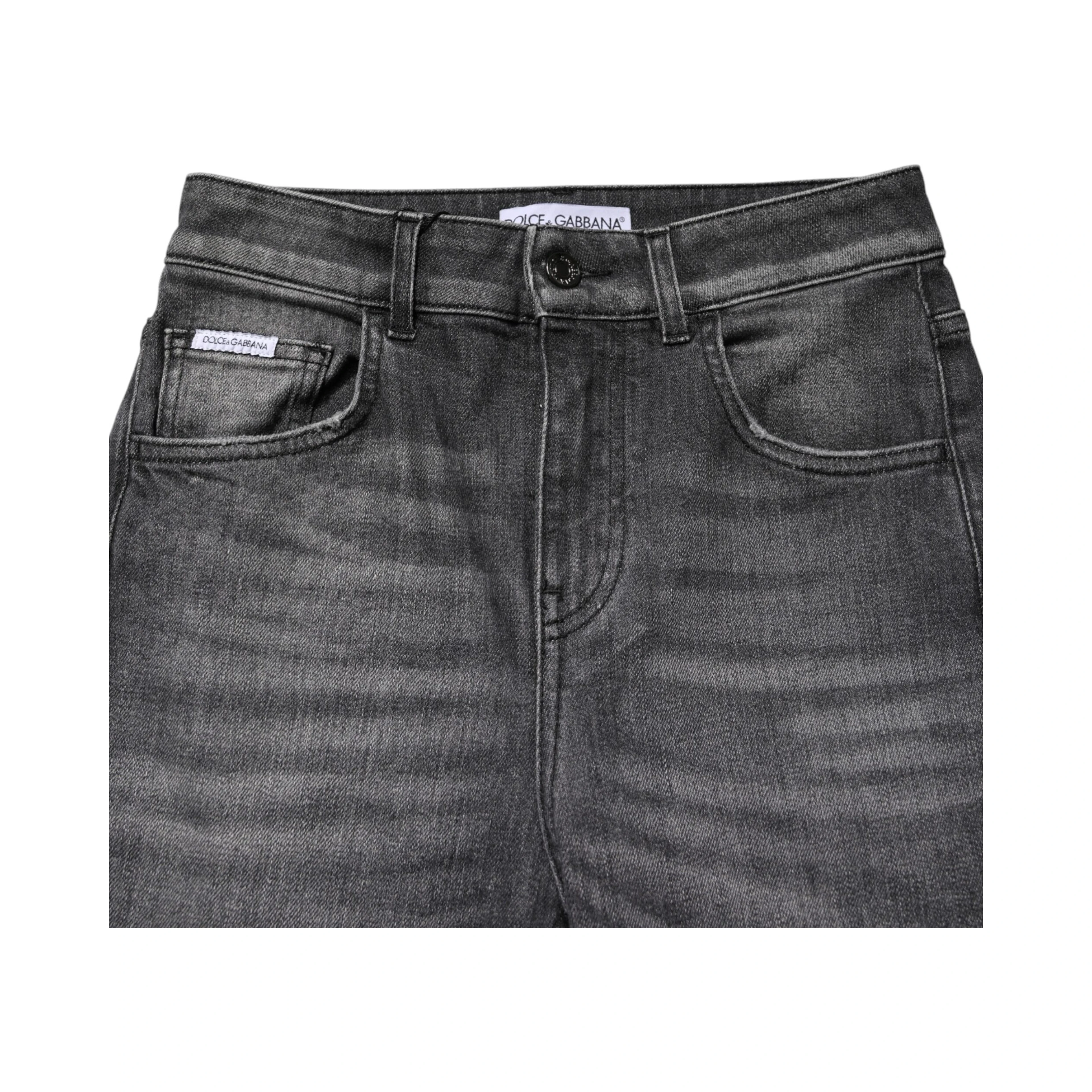 Gray High Waist Cotton Skinny Denim Jeans