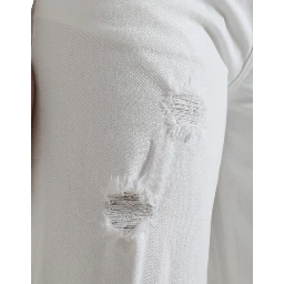 Wide Leg White Cotton Cropped Denim Jeans
