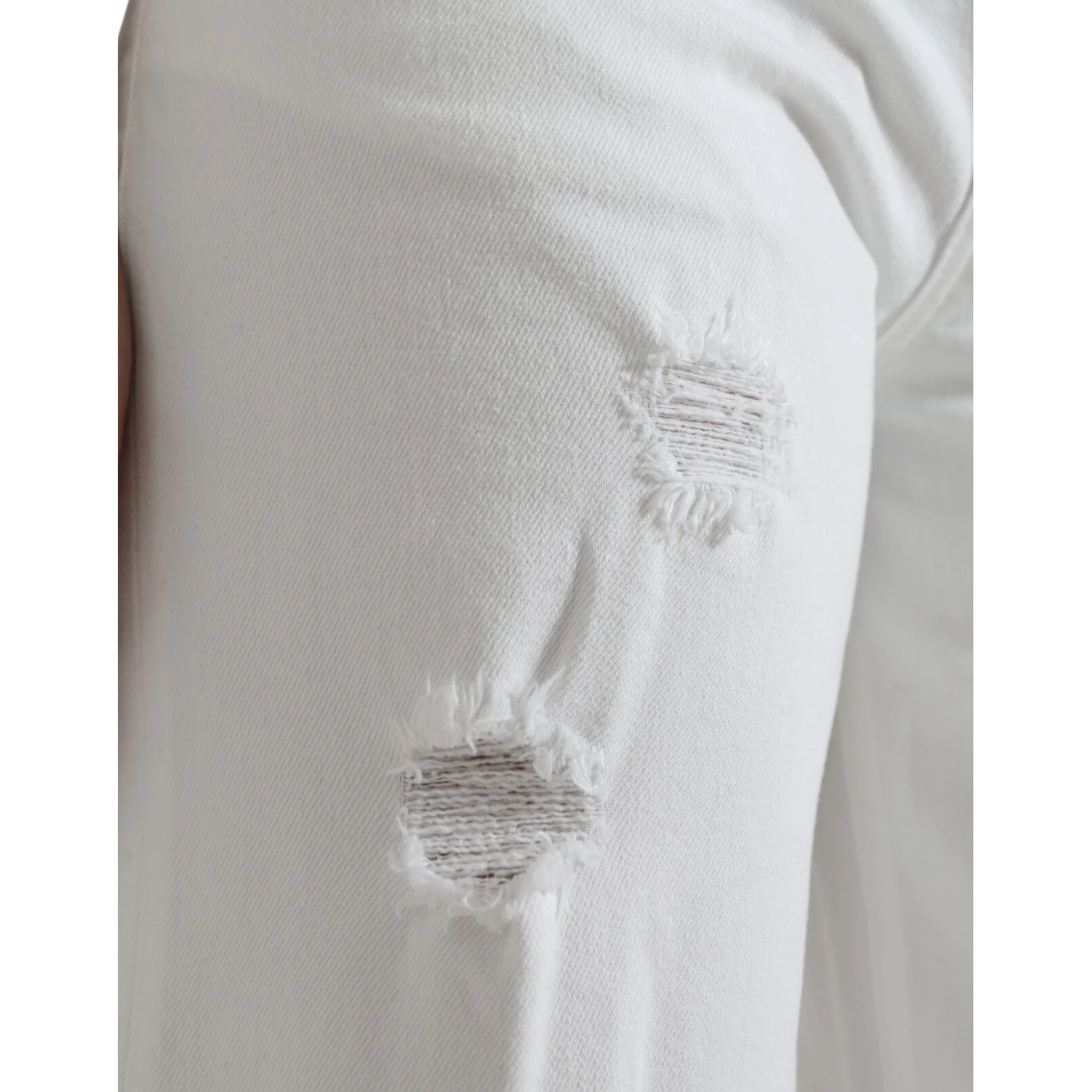 Wide Leg White Cotton Cropped Denim Jeans