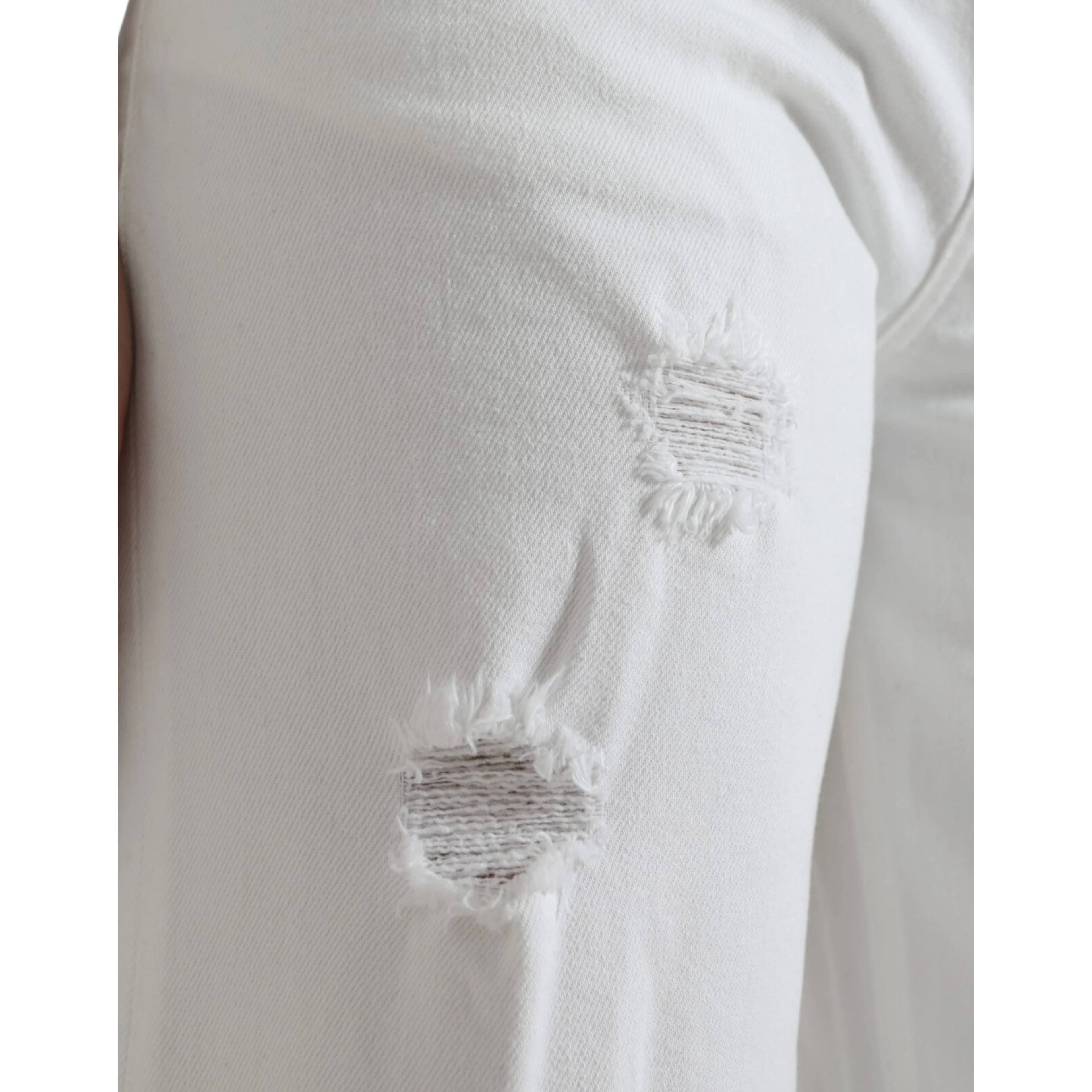 Wide Leg White Cotton Cropped Denim Jeans