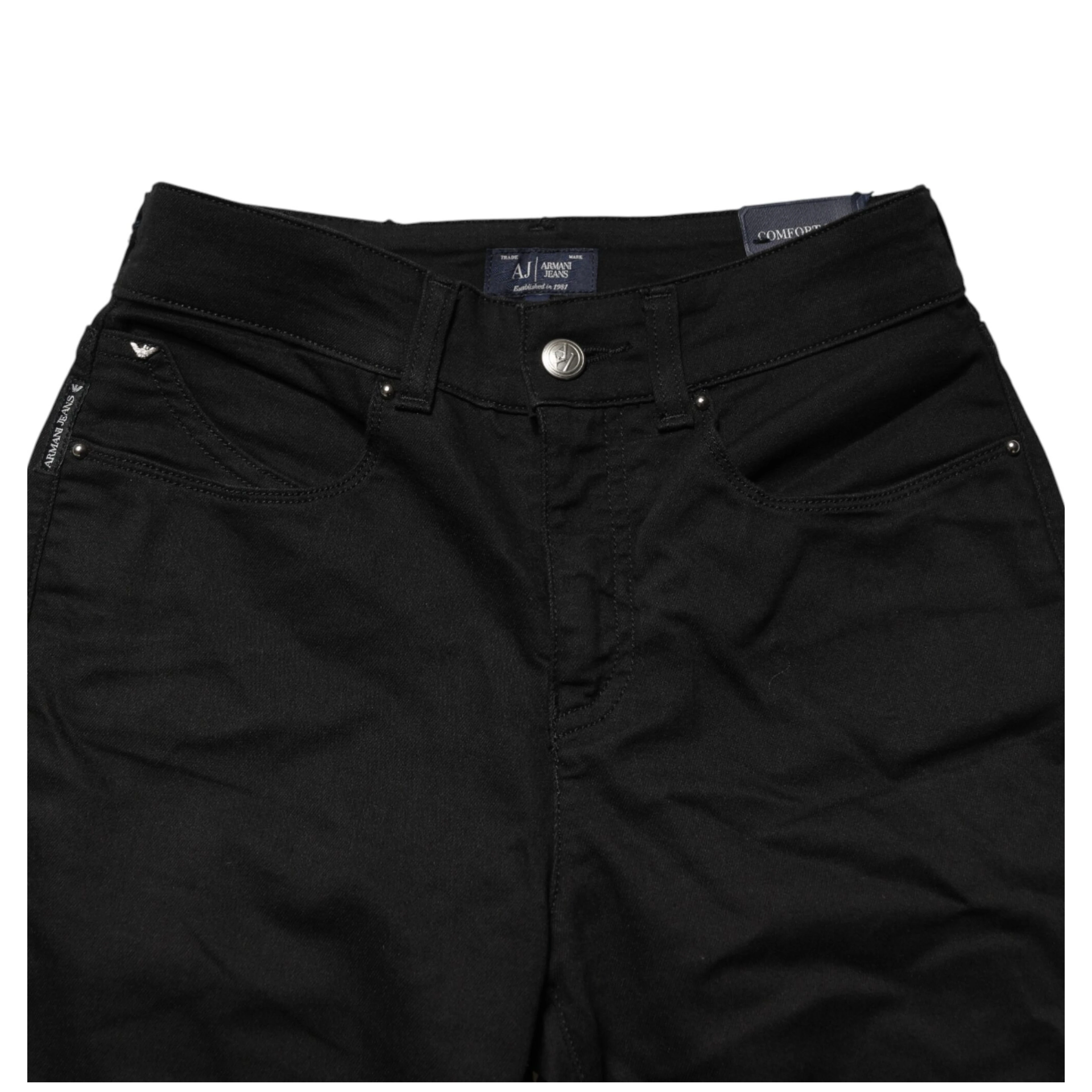 Black Mid Waist Cotton Stretch Skinny Denim Jeans
