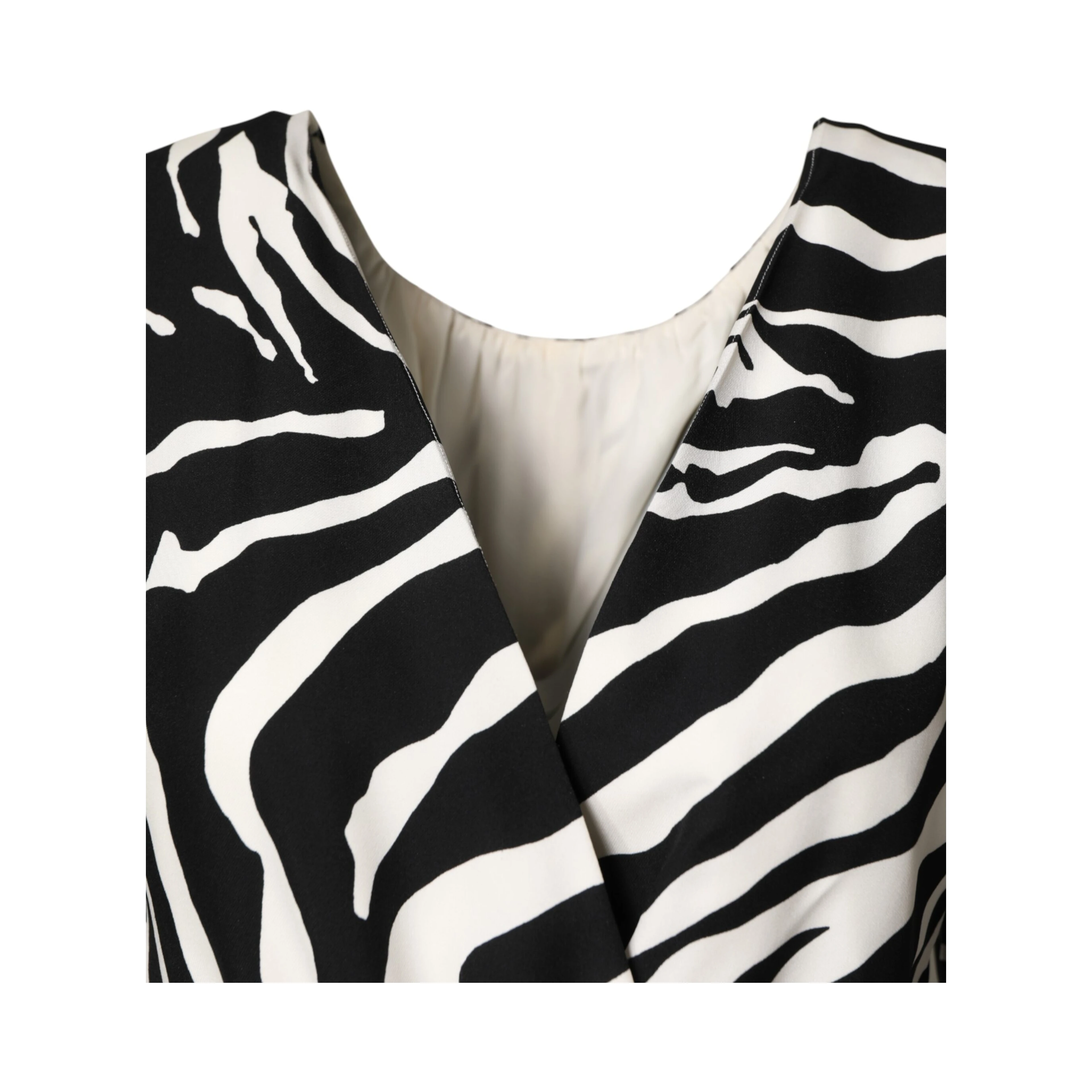 Black White Zebra Silk Sheath Mini Dress