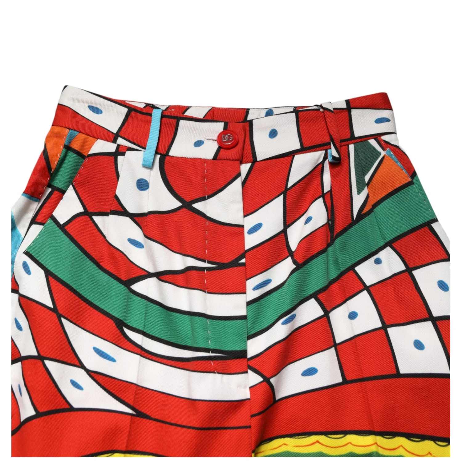 Multicolor Geometric Pattern Straight Pants