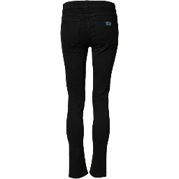 Black Cotton Skinny Mid Waist Denim Jeans