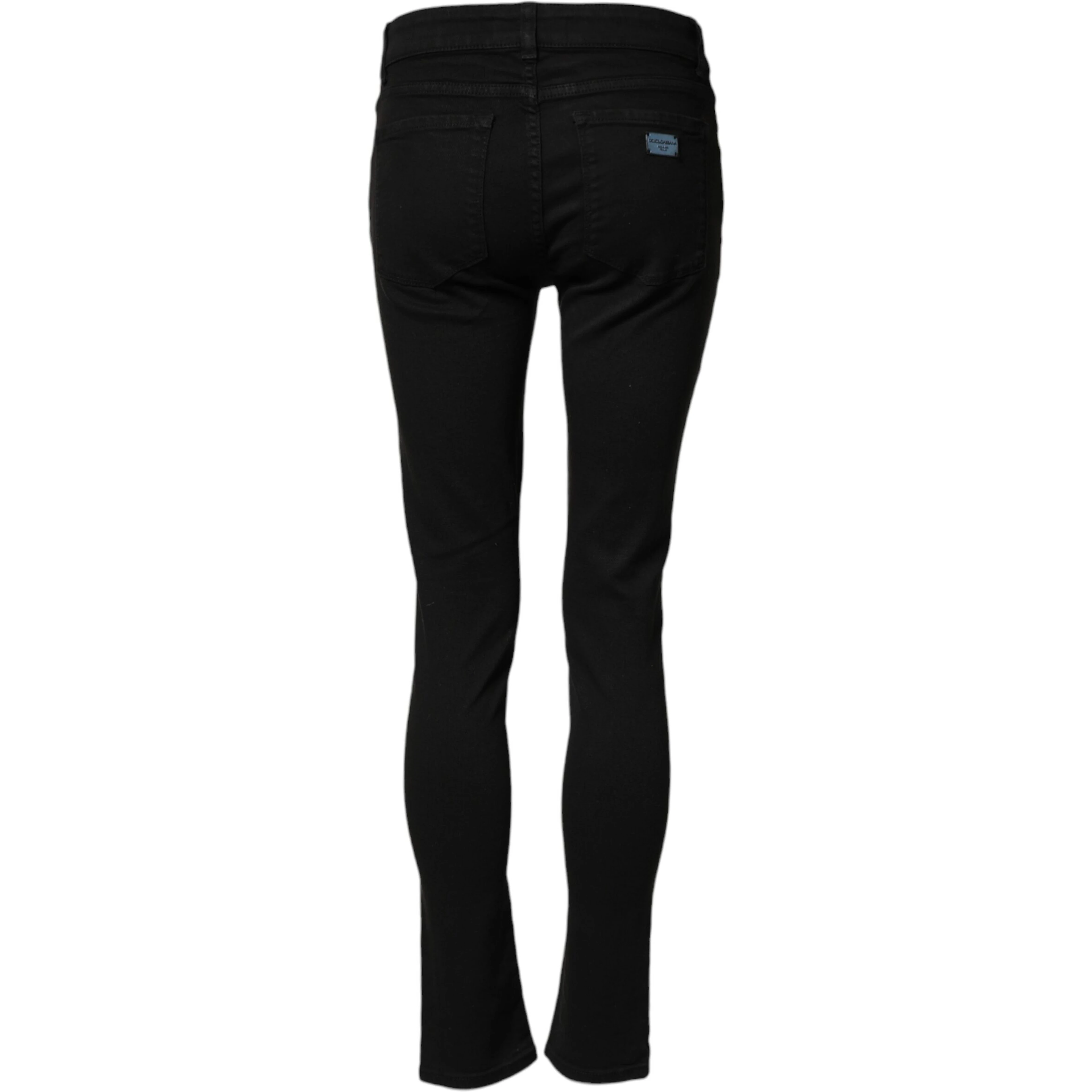 Black Cotton Skinny Mid Waist Denim Jeans