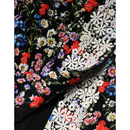 Black Floral Lace Cotton HighWaist Mini Skirt