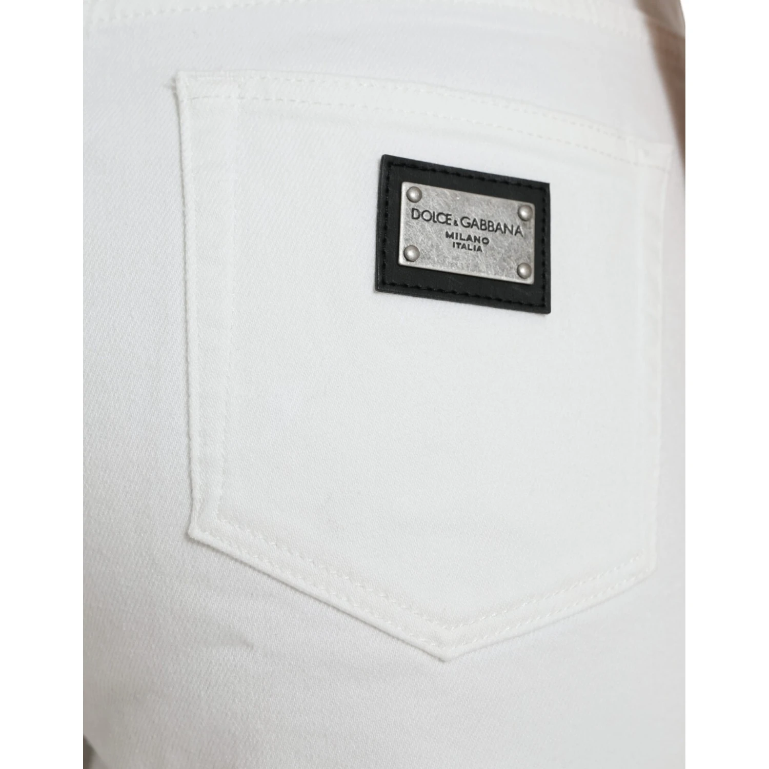 Wide Leg White Cotton Cropped Denim Jeans