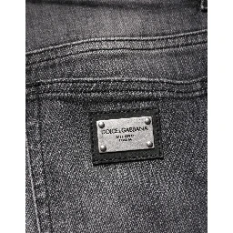 Gray High Waist Cotton Skinny Denim Jeans