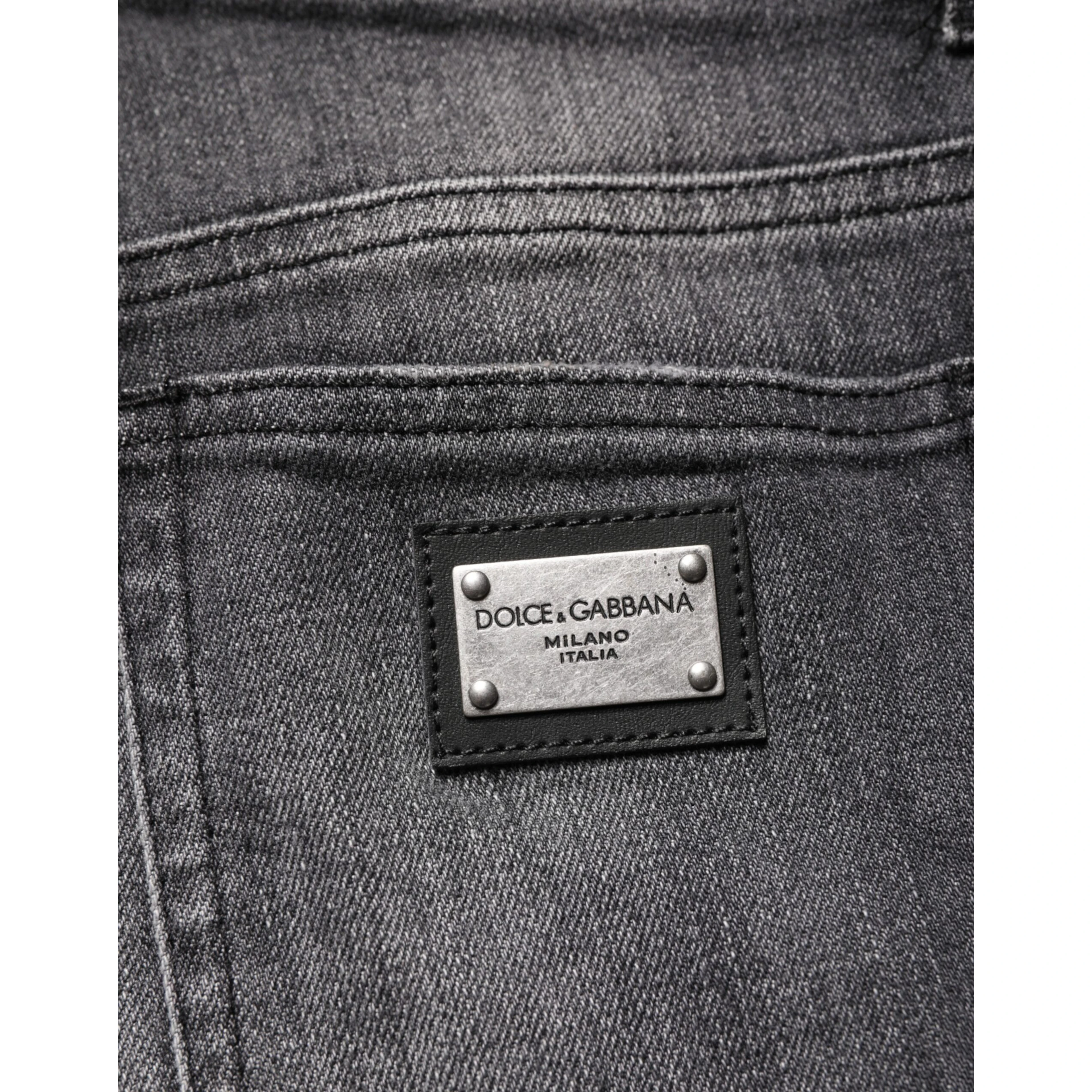 Gray High Waist Cotton Skinny Denim Jeans