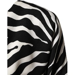 Black White Zebra Silk Sheath Mini Dress