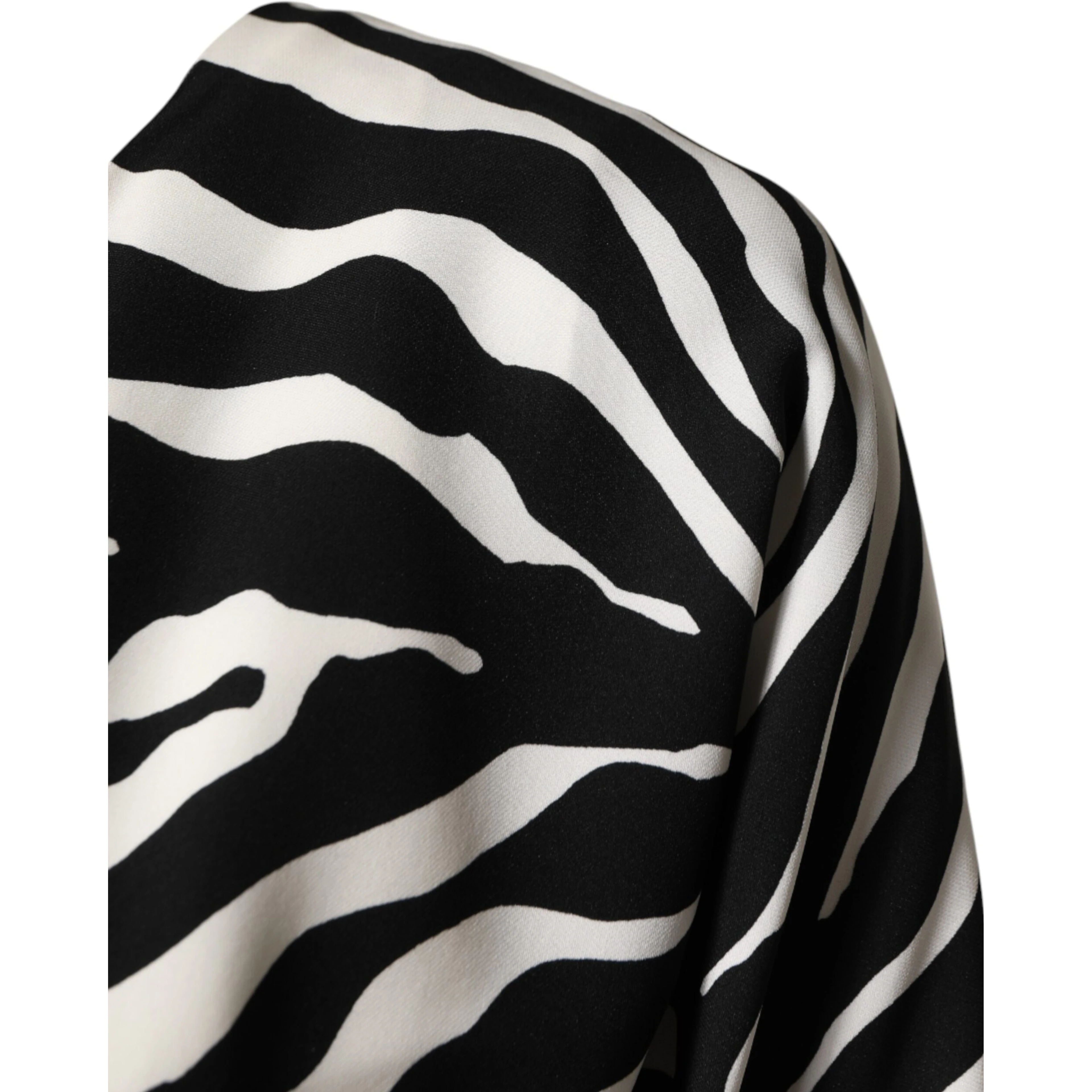 Black White Zebra Silk Sheath Mini Dress