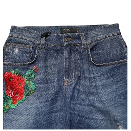 Blue Floral Embroidered BOYFRIEND Denim Jeans