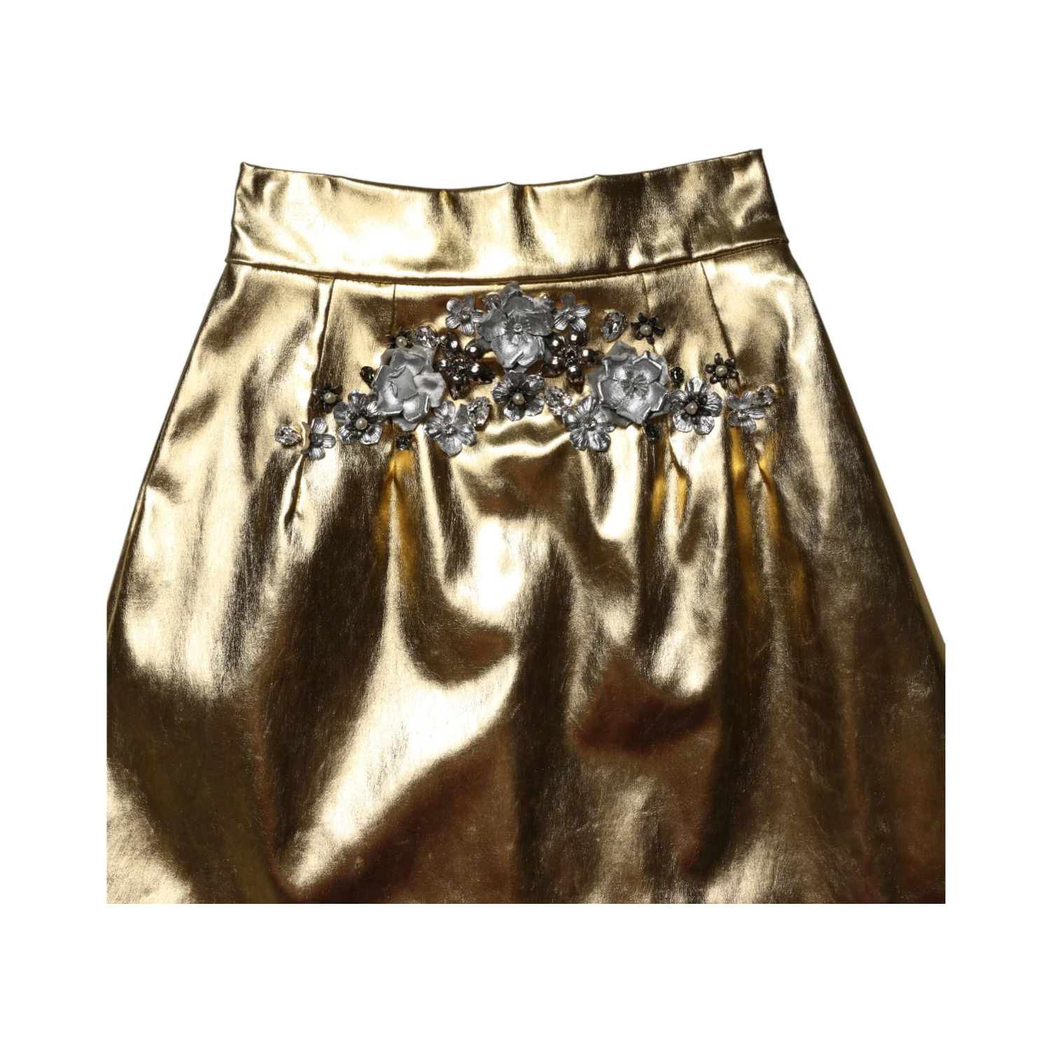 Gold Acetate Crystal High Waist Mini Skirt