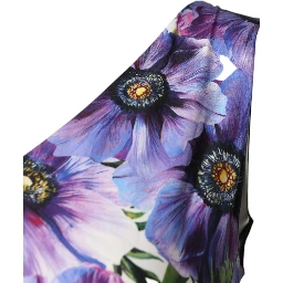 Purple Anemone Print Pleated Midi Dress
