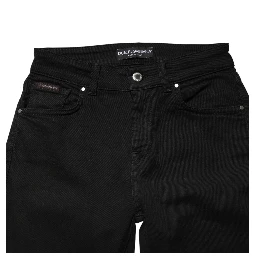 Black Cotton Skinny Mid Waist Denim Jeans