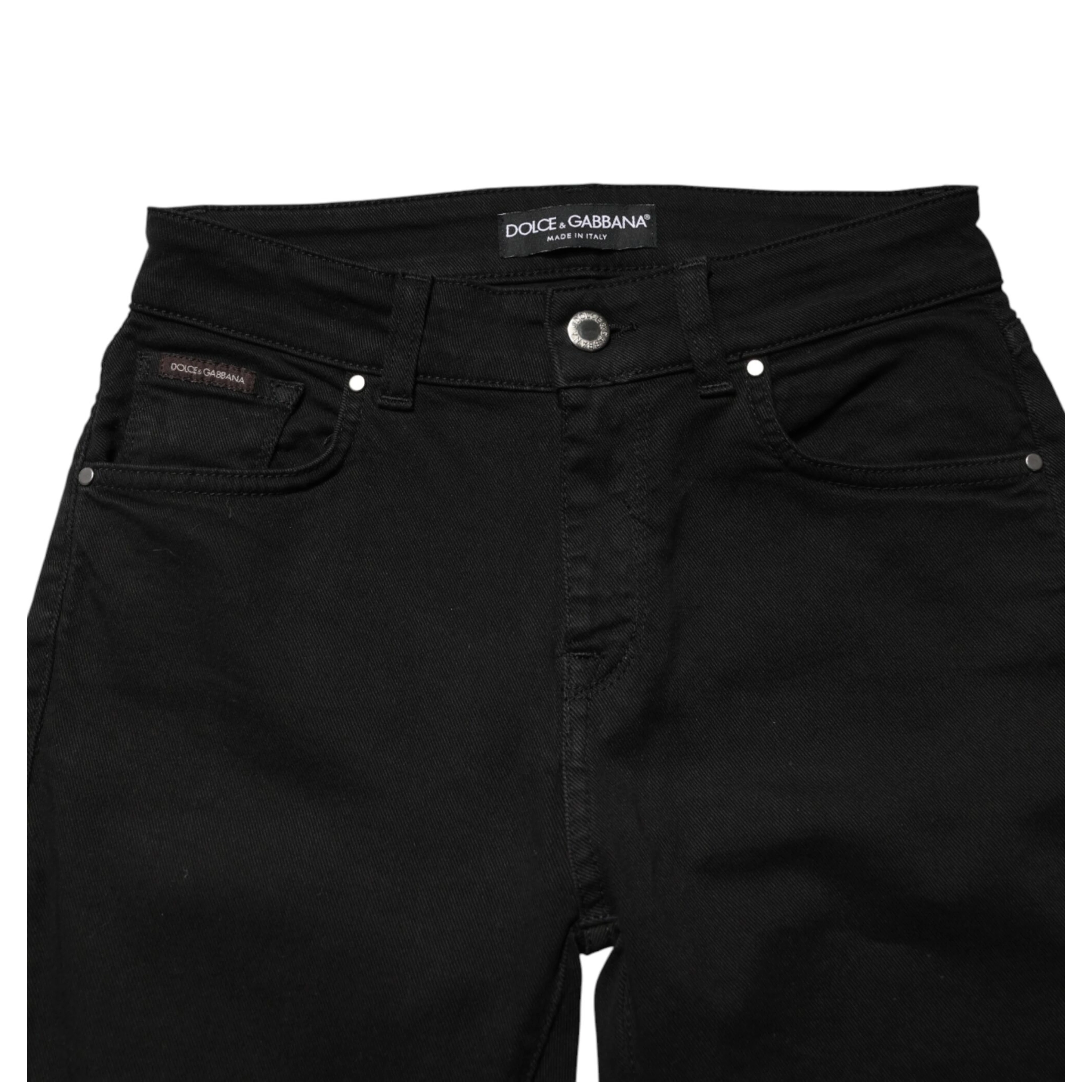 Black Cotton Skinny Mid Waist Denim Jeans