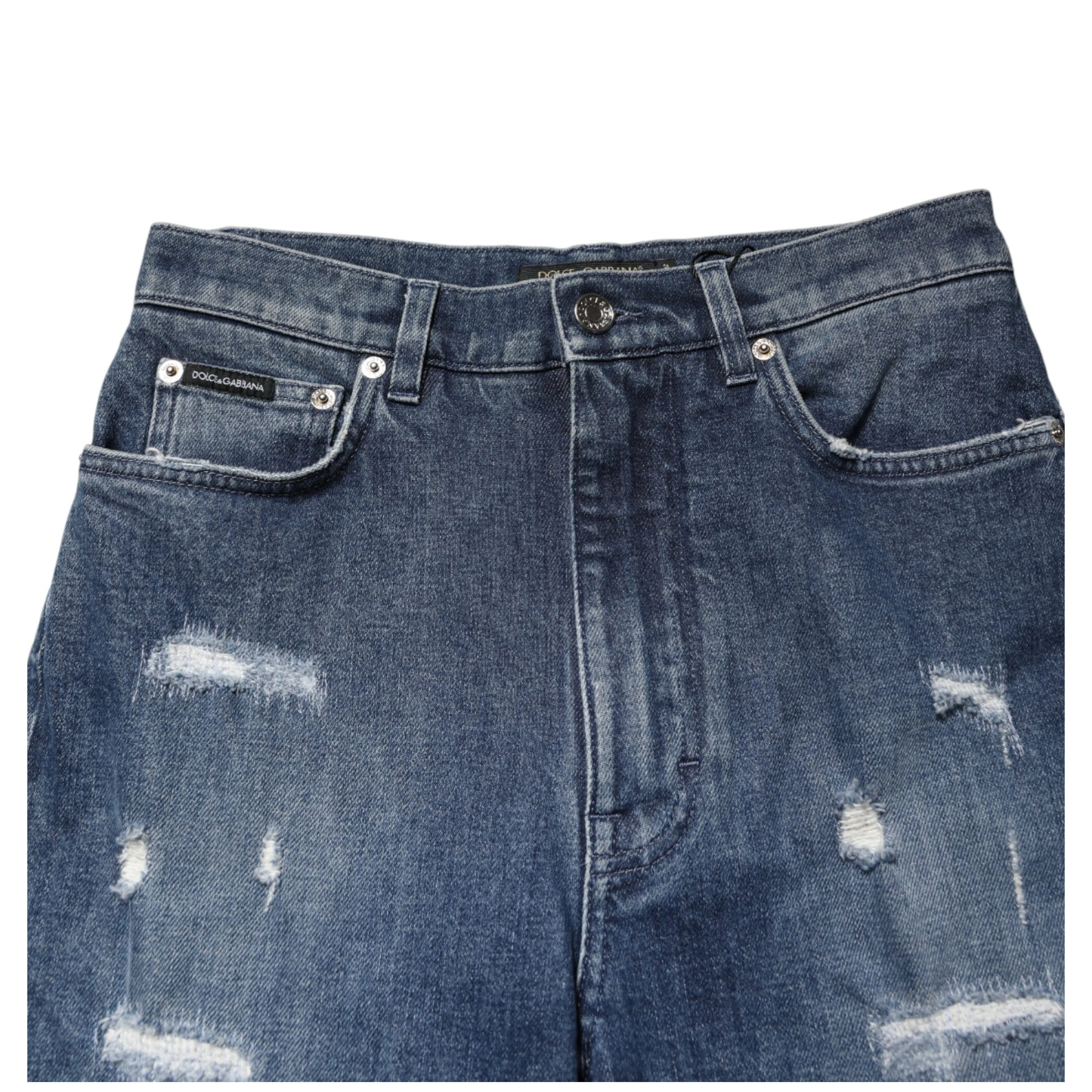 Blue Distressed Washed Logo GRACE Denim Jeans