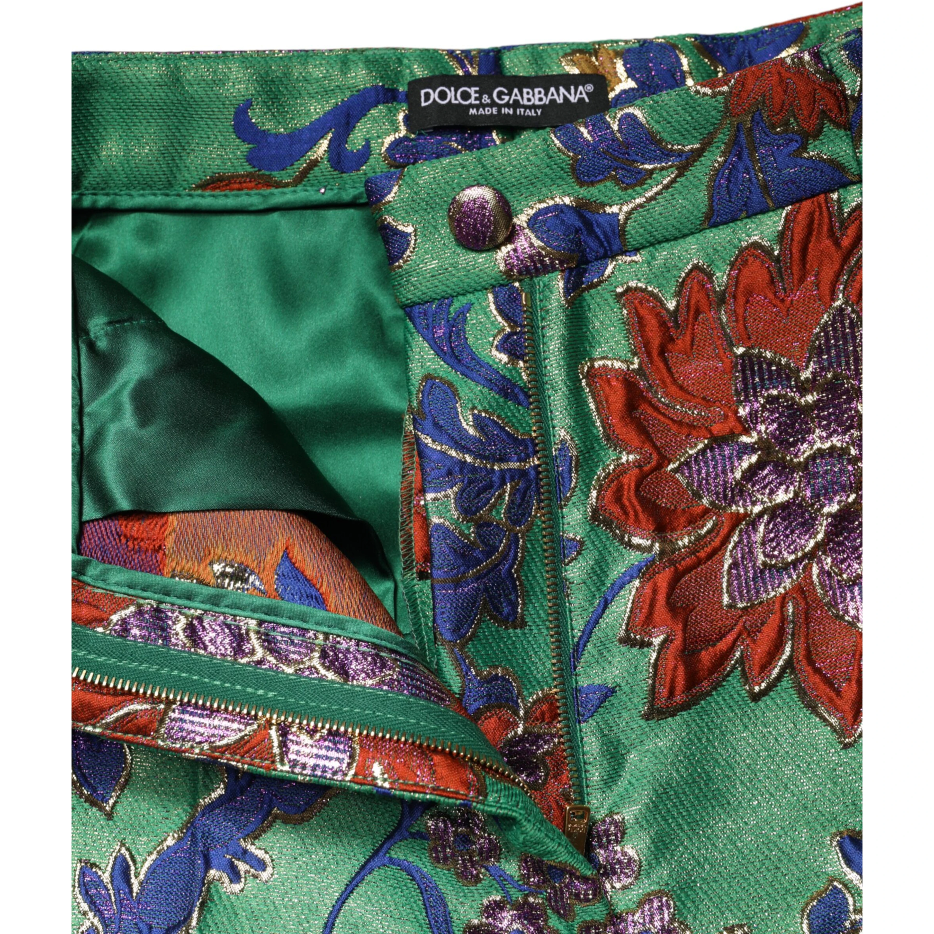 Green Floral Polyester BootCut Trouser Pants