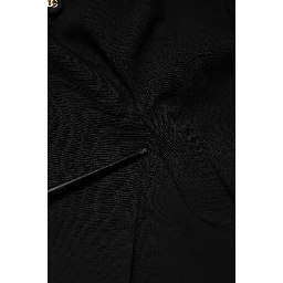 Black Wool Blend Straight High Waist Pants