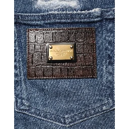Blue Distressed Washed Logo GRACE Denim Jeans