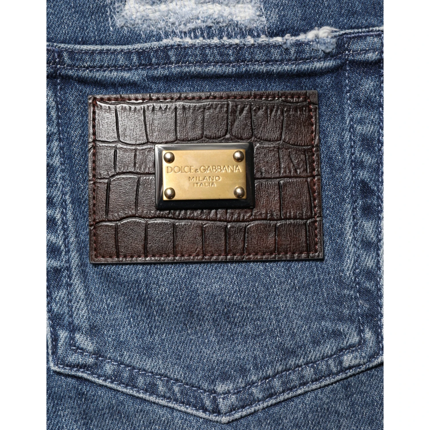 Blue Distressed Washed Logo GRACE Denim Jeans
