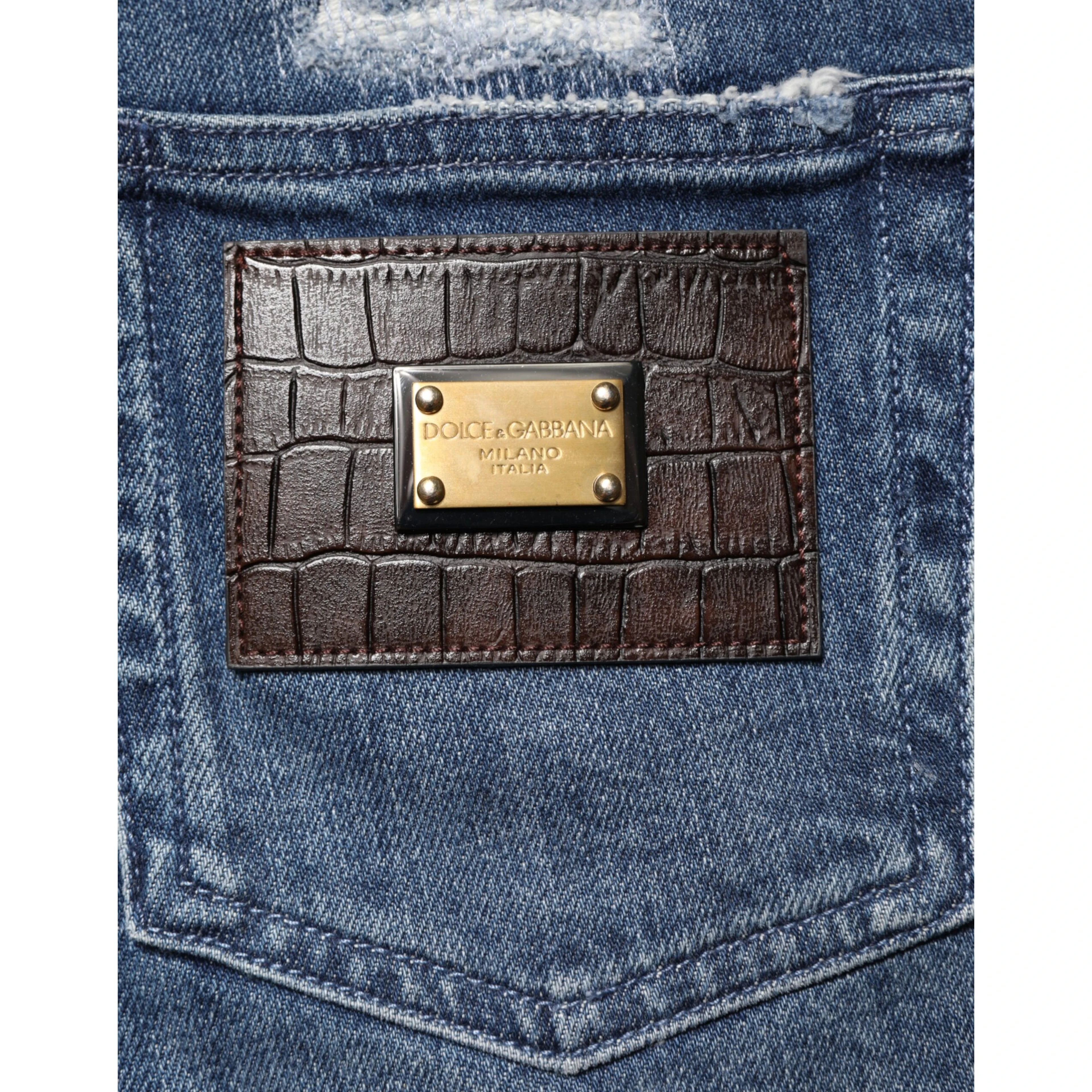 Blue Distressed Washed Logo GRACE Denim Jeans
