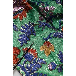 Green Floral Polyester BootCut Trouser Pants