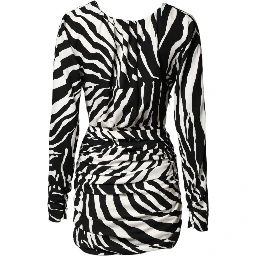 Black White Zebra Silk Sheath Mini Dress