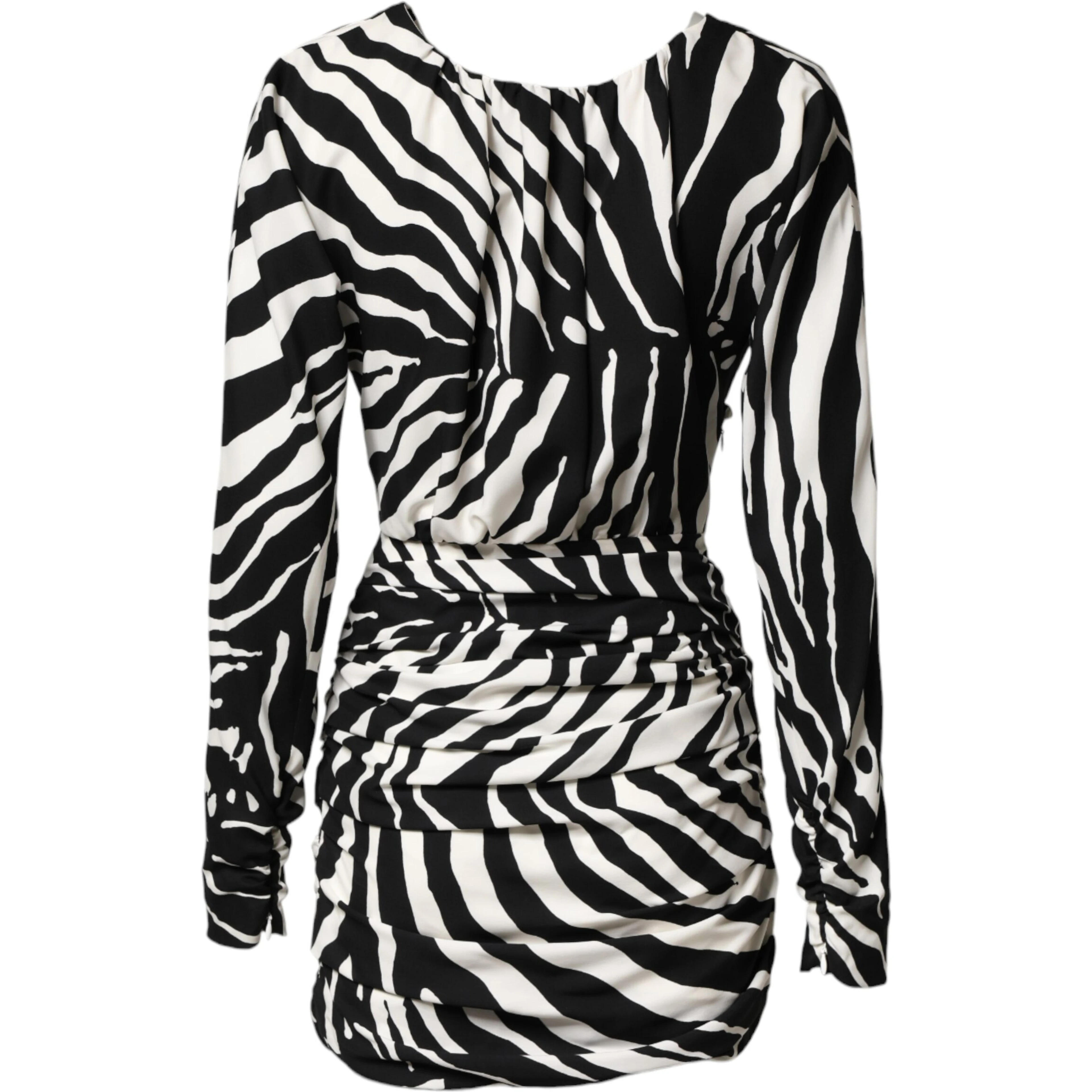 Black White Zebra Silk Sheath Mini Dress