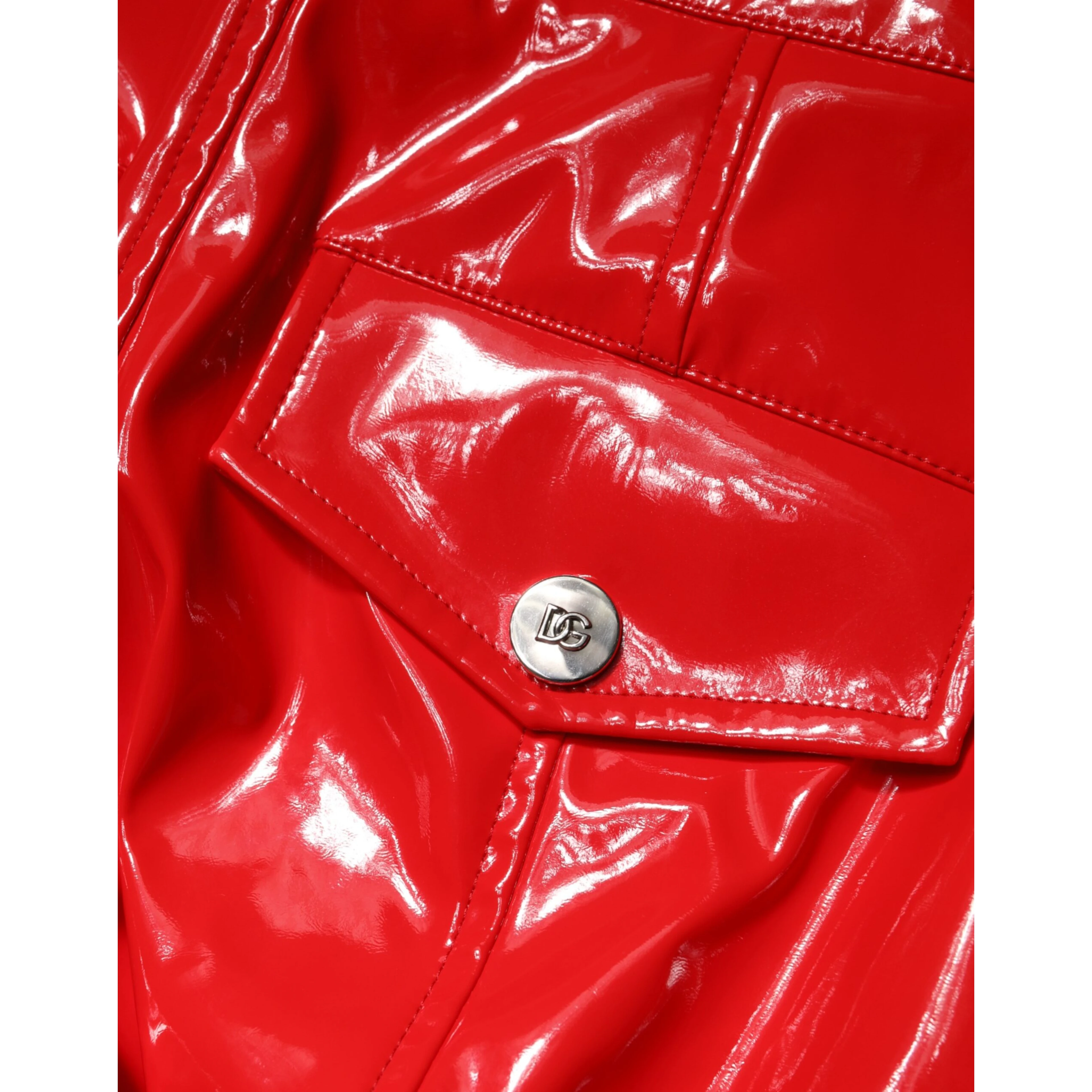 Red Glossy Polyester Cargo Boot Cut Pants