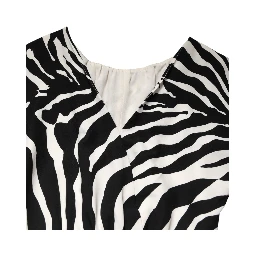 Black White Zebra Silk Sheath Mini Dress