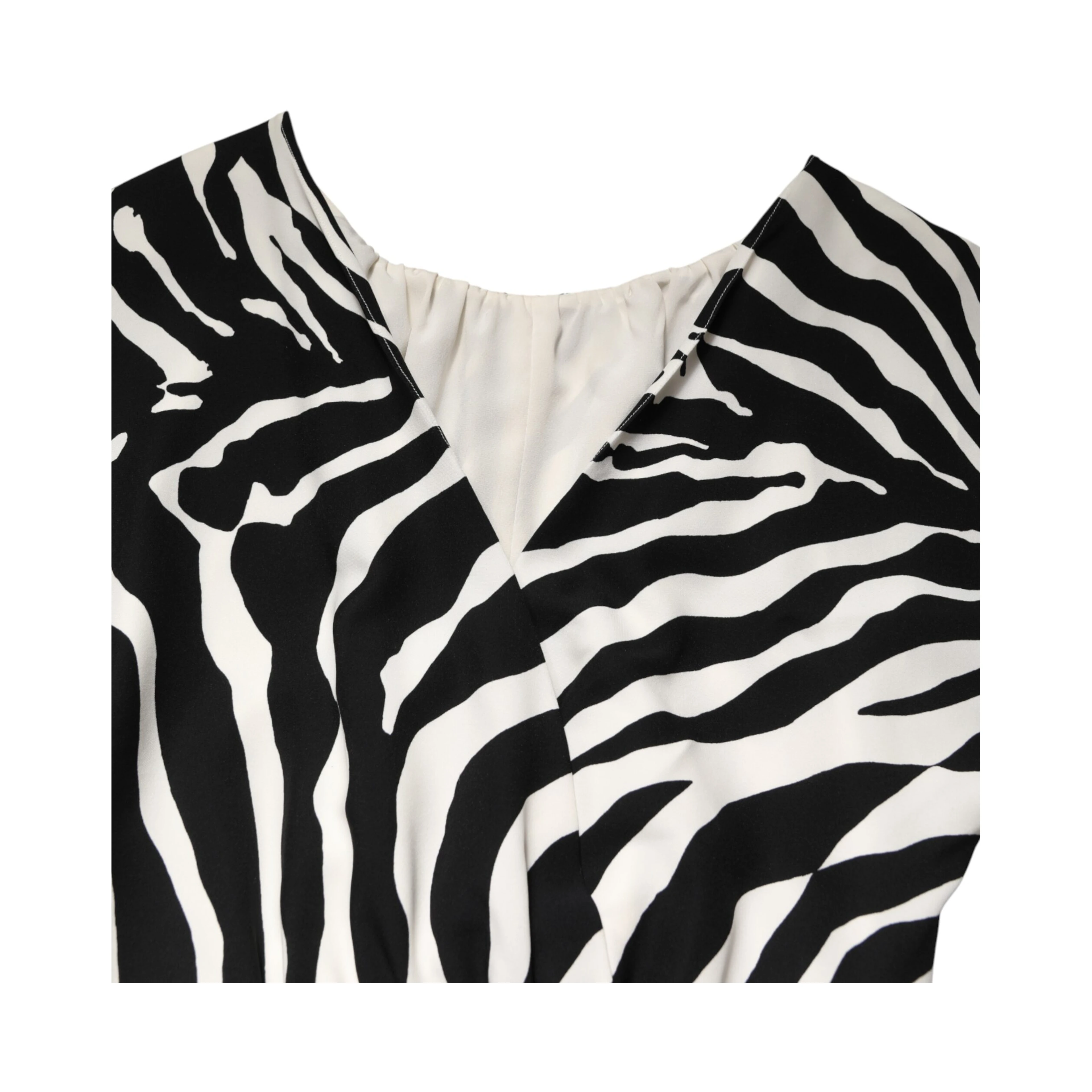 Black White Zebra Silk Sheath Mini Dress