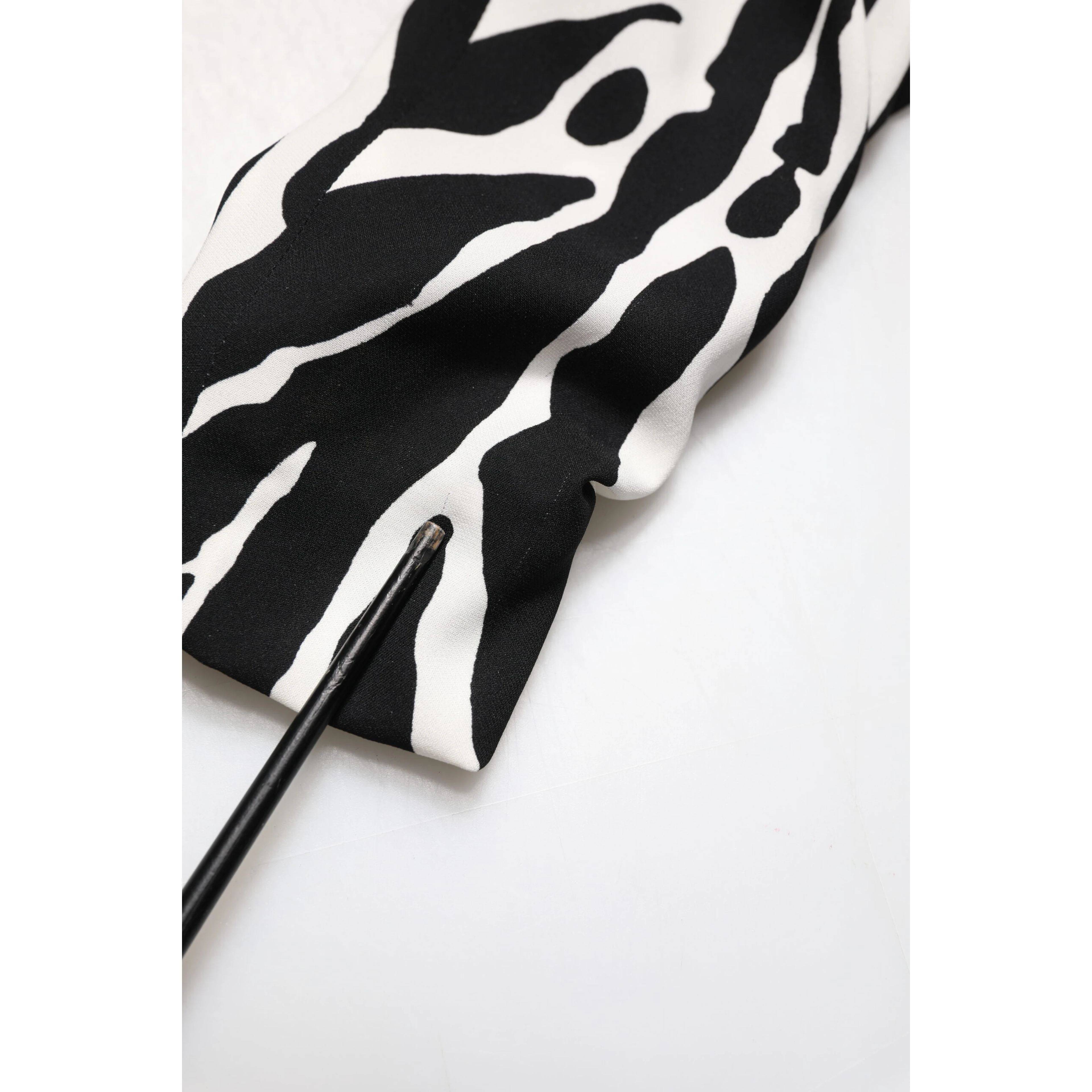 Black White Zebra Silk Sheath Mini Dress
