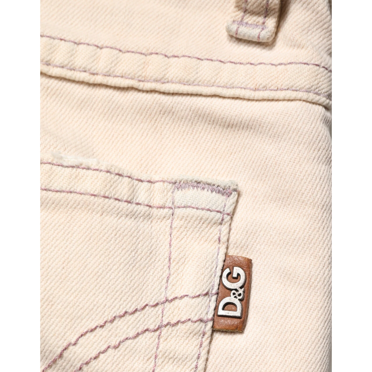 Beige Low Waist Cotton Slim Fit Denim Trousers Jeans