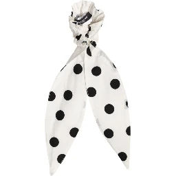 Scrunchie White Cotton Polka Dot Scarf Tie Accessory Hair