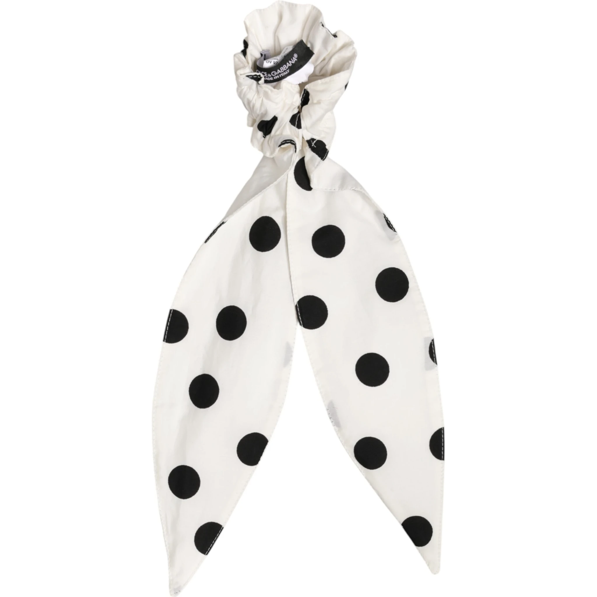 Scrunchie White Cotton Polka Dot Scarf Tie Accessory Hair