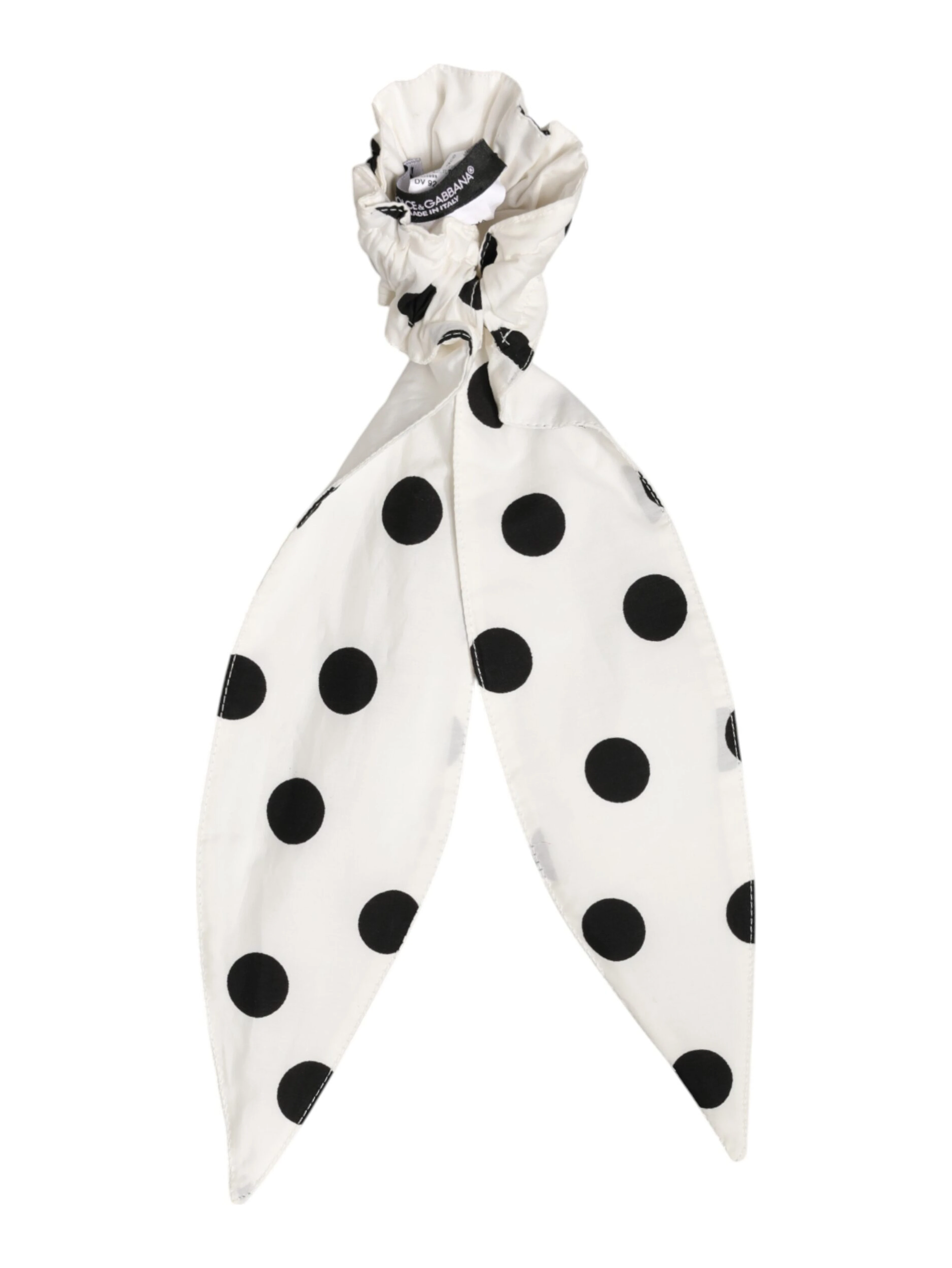 Scrunchie White Cotton Polka Dot Scarf Tie Accessory Hair