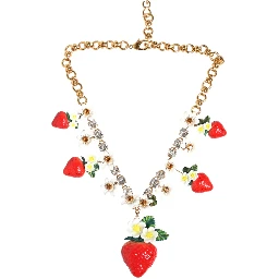 Gold Brass FRUIT Pendants Flowers Crystal Logo Necklace