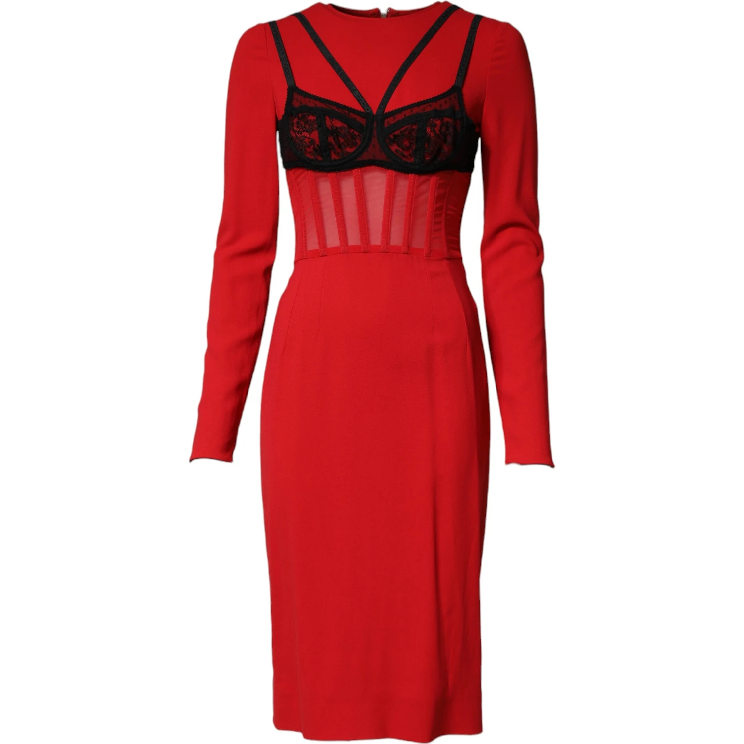 Black Red Contrasting Bra Cady Midi Dress