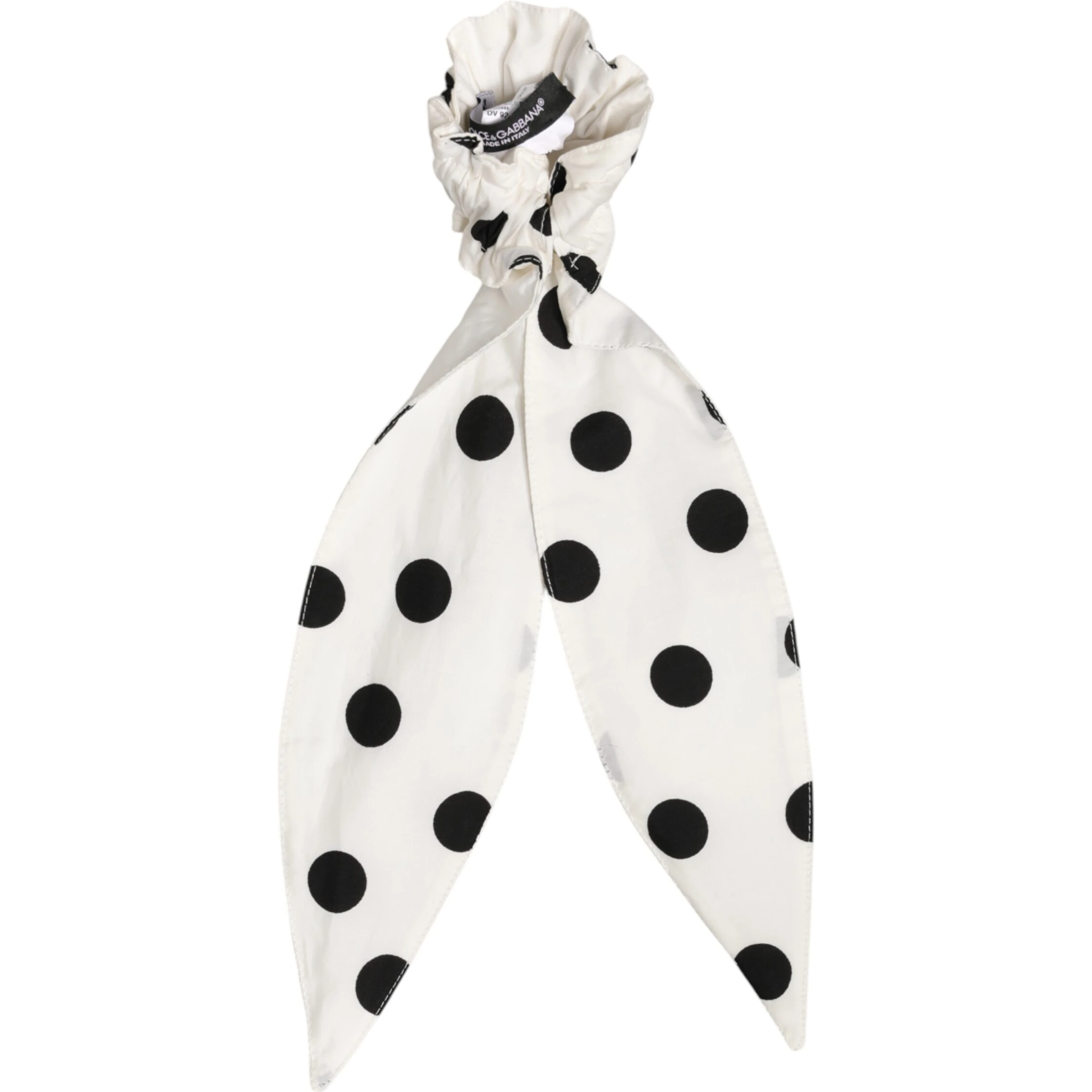 Scrunchie White Cotton Polka Dot Scarf Tie Accessory Hair