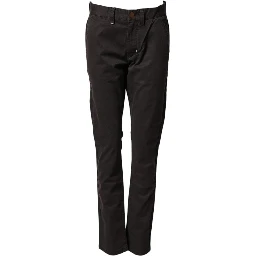 Dark Brown Cotton Stretch Straight Mid Waist Trouser Pants