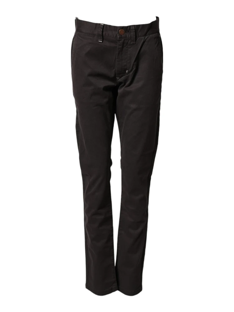 Dark Brown Cotton Stretch Straight Mid Waist Trouser Pants alternative