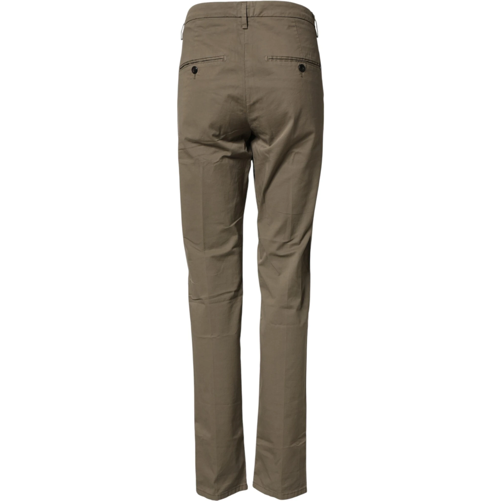 Beige Cotton Stretch Straight Chino Men Trouser Pants