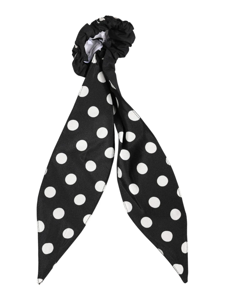 Black Cotton Polka Dot Scarf Tie Accessory Hair Scrunchie alternative