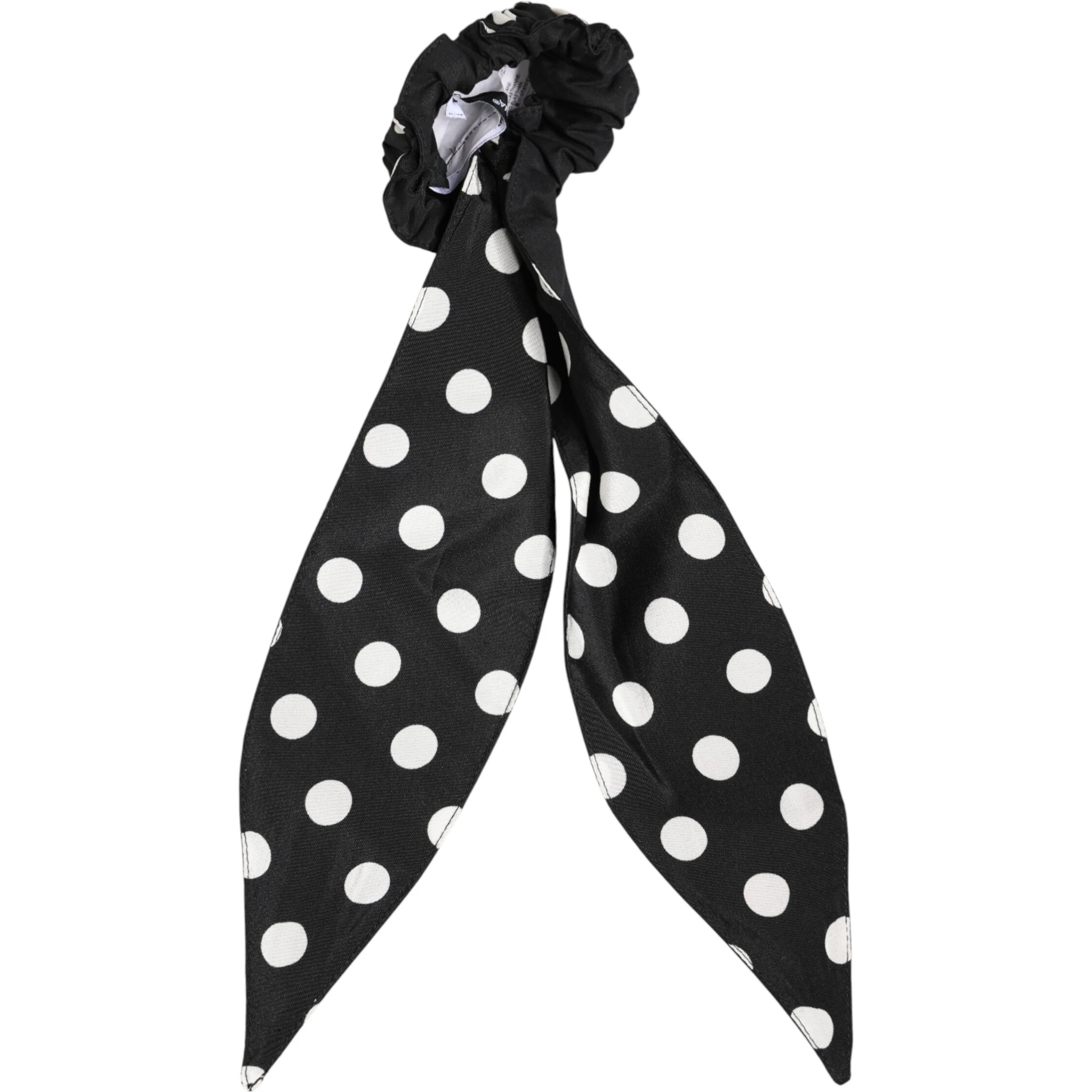 Black Cotton Polka Dot Scarf Tie Accessory Hair Scrunchie
